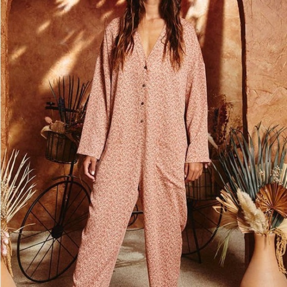 BUCKETLIST Terracotta Patterned Jumpsuit NEW